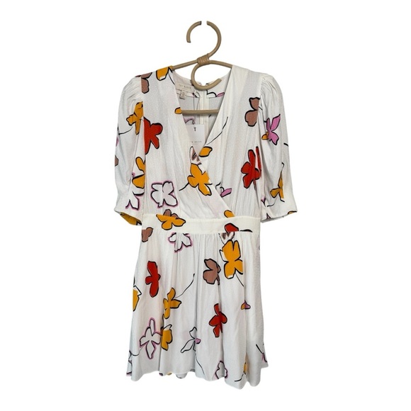 Ted Baker WESLLIE FLORAL WRAP FRONT DRESS IN WHITE Size 1 / XS / 0-2 NEW - Picture 5 of 17